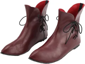 Mens Renaissance Boots Slip on Lace Up Medieval Cosplay Western Pirate Viking Tied Halloween Cuff Shoes
