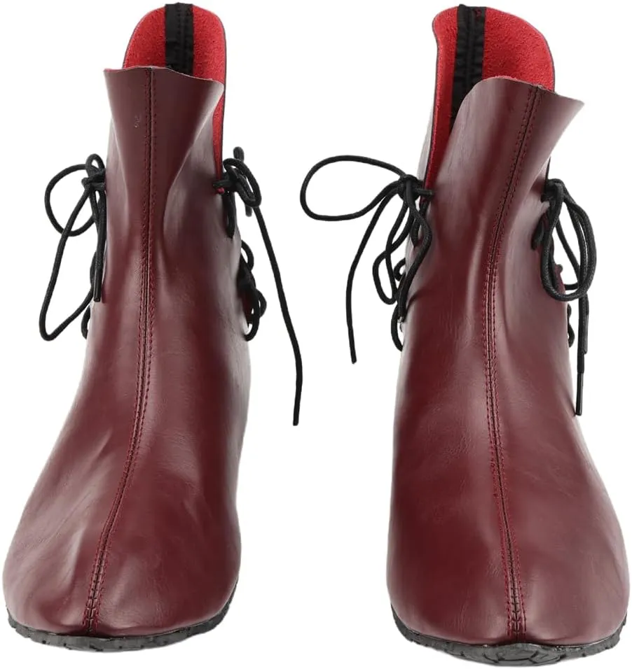 Mens Renaissance Boots Slip on Lace Up Medieval Cosplay Western Pirate Viking Tied Halloween Cuff Shoes