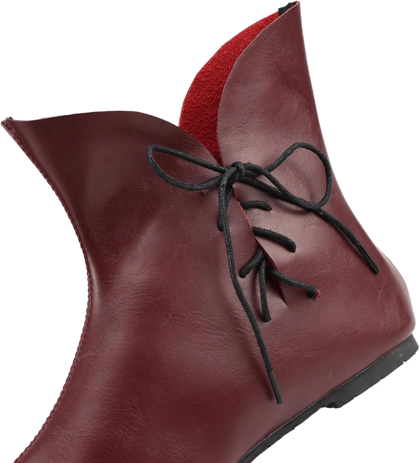 Mens Renaissance Boots Slip on Lace Up Medieval Cosplay Western Pirate Viking Tied Halloween Cuff Shoes