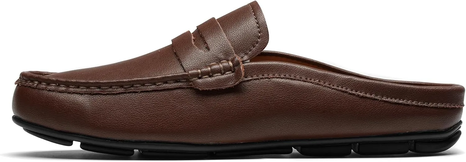 Men’s Slip-On Loafers Handmade Leather Slippers Breathable Comfortable Soft Hand Stitched no-Heel Casual Shoes for Men