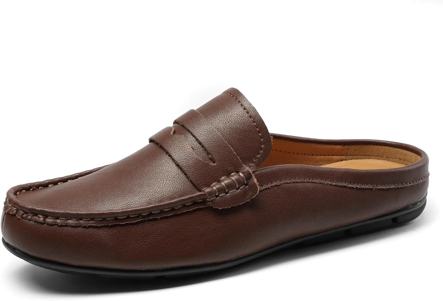 Men’s Slip-On Loafers Handmade Leather Slippers Breathable Comfortable Soft Hand Stitched no-Heel Casual Shoes for Men