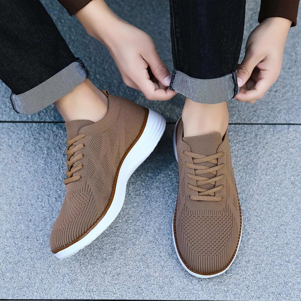 Mens Slip On Sneakers Walking Tennis Shoes Running Gym Athletic Workout Non Slip Fashion Casual Lightweight Breathable Soft Sole Mesh