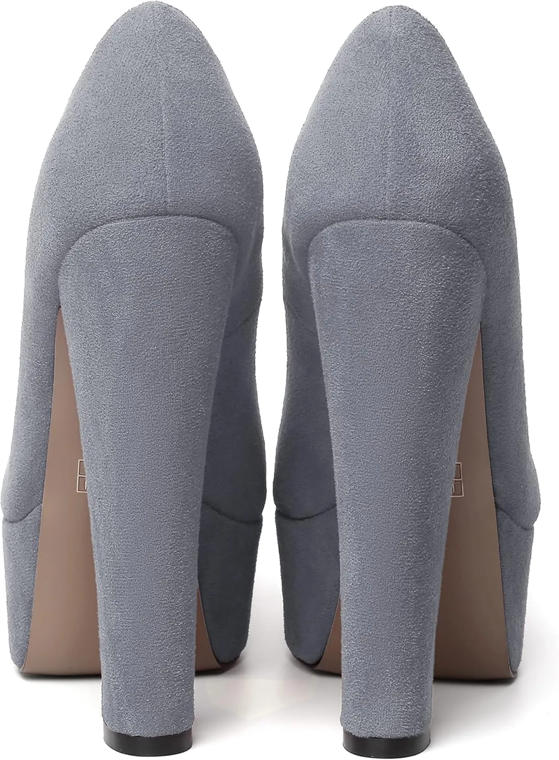 MERRORI Womens Evening Slip On Sexy Round Toe Suede Platform Chunky High Heel Pumps Shoes 6 Inch