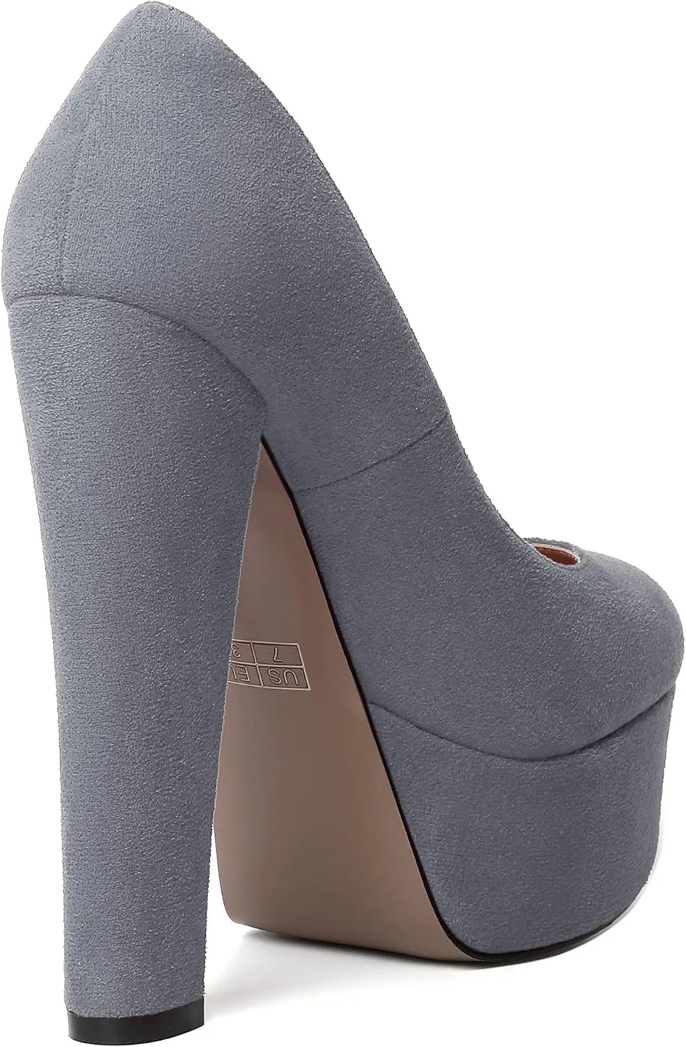 MERRORI Womens Evening Slip On Sexy Round Toe Suede Platform Chunky High Heel Pumps Shoes 6 Inch