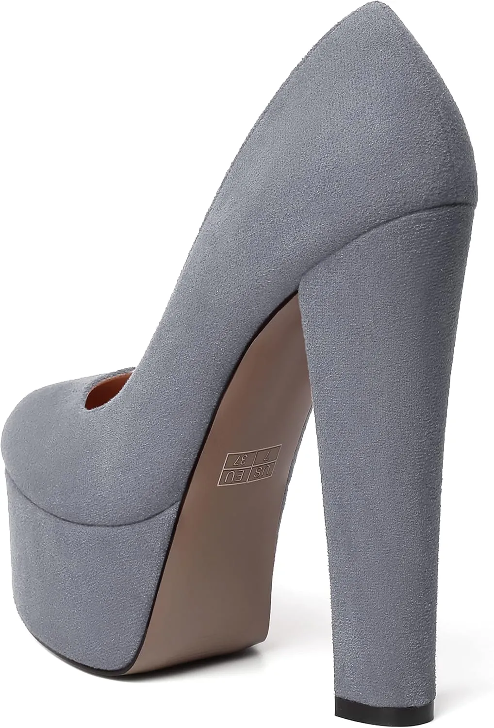 MERRORI Womens Evening Slip On Sexy Round Toe Suede Platform Chunky High Heel Pumps Shoes 6 Inch