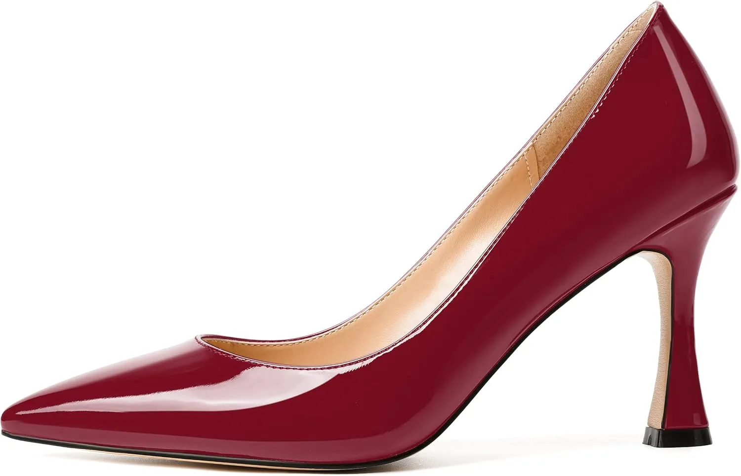MERRORI Women's Heels Slip On Dress Patent Dating Solid Pointed Toe Stiletto High Heel Pumps Shoes 3.3 Inch