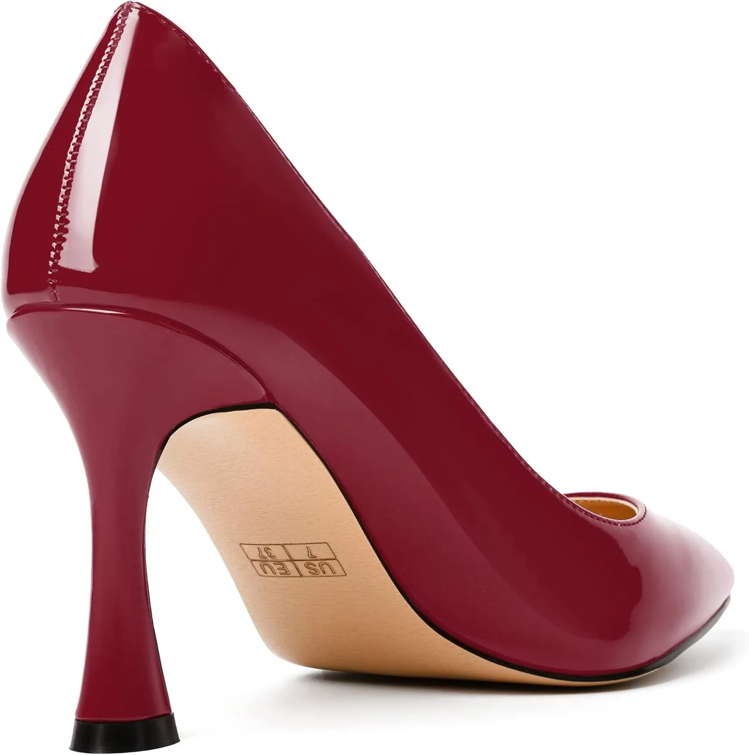 MERRORI Women's Heels Slip On Dress Patent Dating Solid Pointed Toe Stiletto High Heel Pumps Shoes 3.3 Inch