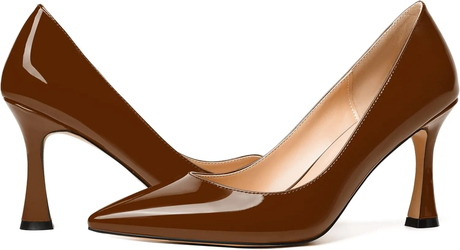 MERRORI Women's Heels Slip On Dress Patent Dating Solid Pointed Toe Stiletto High Heel Pumps Shoes 3.3 Inch