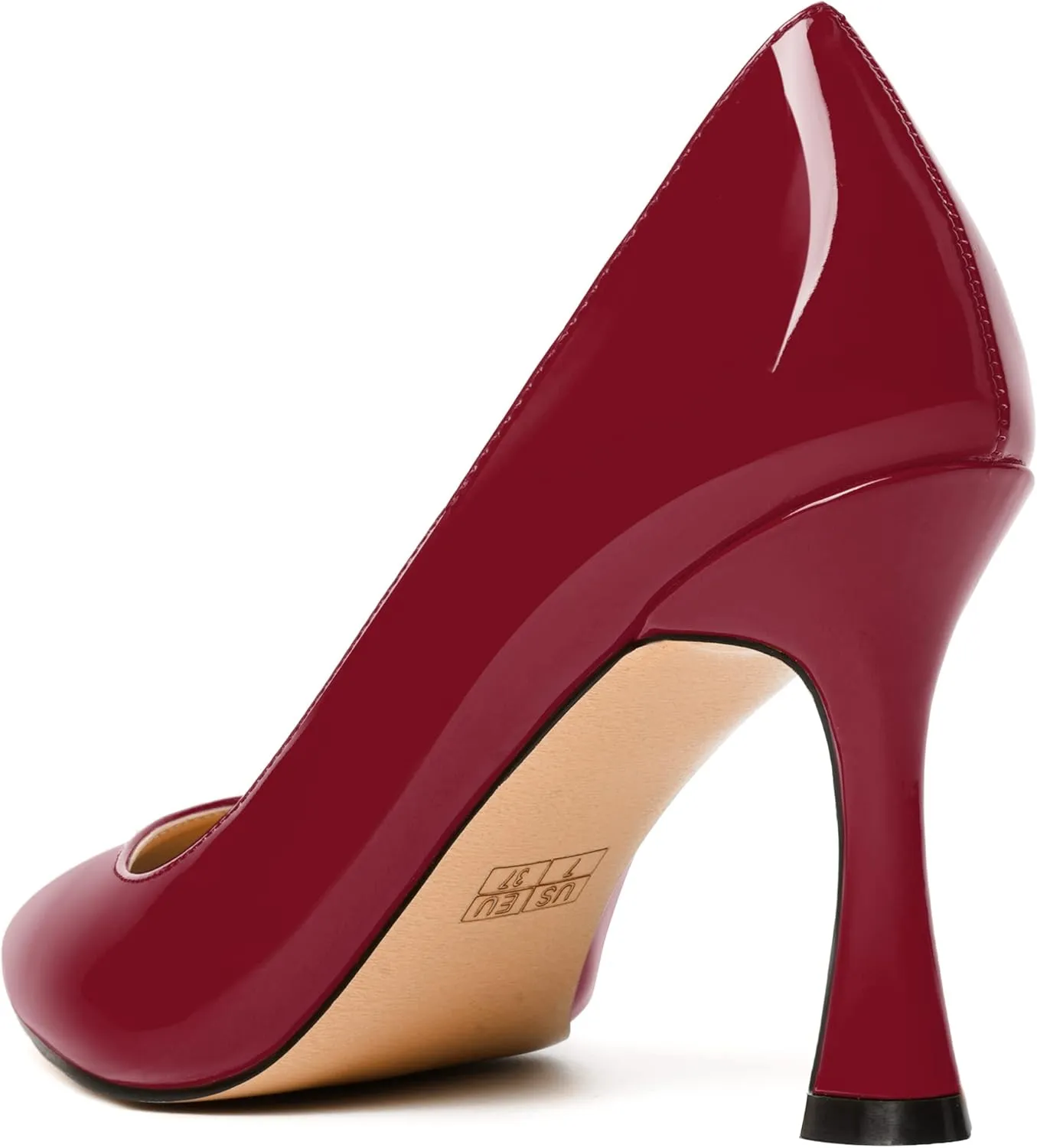 MERRORI Women's Heels Slip On Dress Patent Dating Solid Pointed Toe Stiletto High Heel Pumps Shoes 3.3 Inch