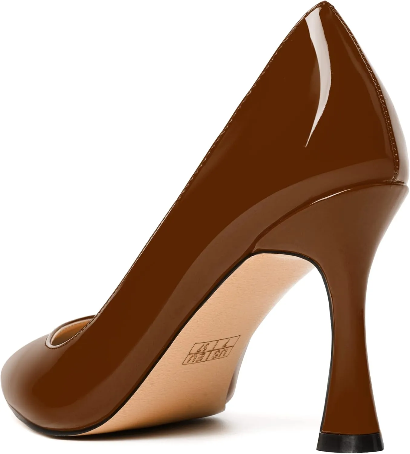 MERRORI Women's Heels Slip On Dress Patent Dating Solid Pointed Toe Stiletto High Heel Pumps Shoes 3.3 Inch