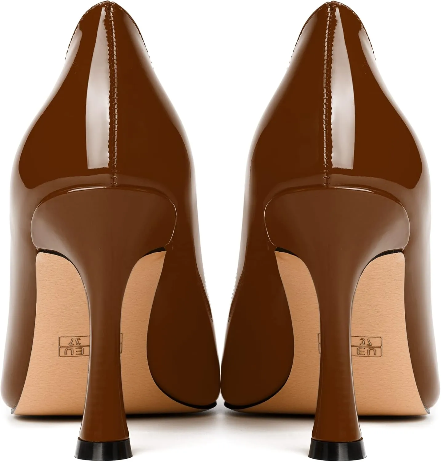 MERRORI Women's Heels Slip On Dress Patent Dating Solid Pointed Toe Stiletto High Heel Pumps Shoes 3.3 Inch