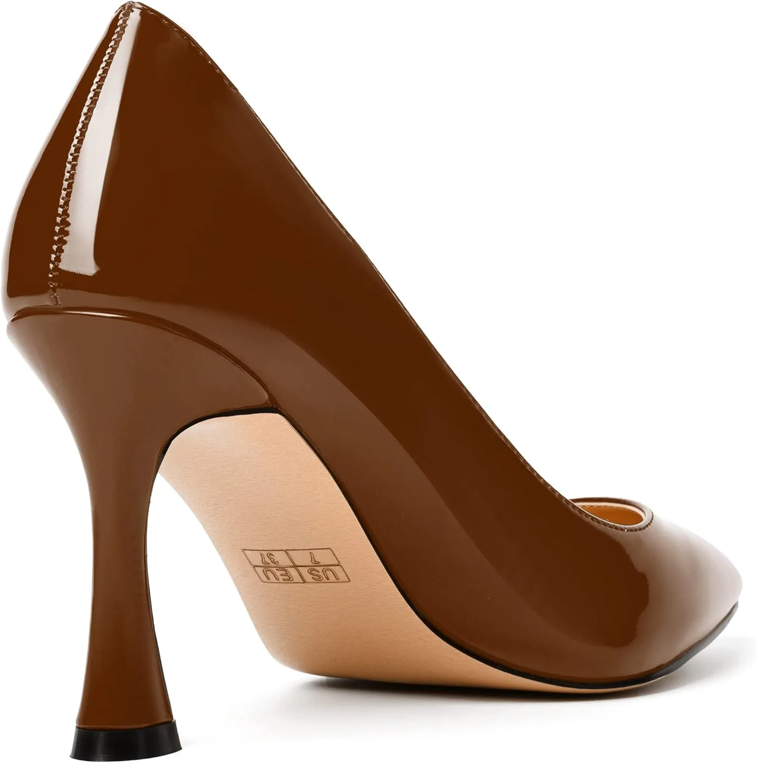 MERRORI Women's Heels Slip On Dress Patent Dating Solid Pointed Toe Stiletto High Heel Pumps Shoes 3.3 Inch