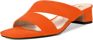 MERRORI Womens Slip On Casual Open Toe Evening Suede Chunky Low Heel Heeled Sandals 1.5 Inch