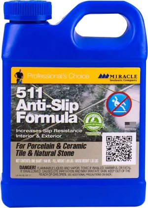 Miracle Sealants 511 Anti-Slip Treatment for Tile and Stone Floors, Showers, Pool Decks, Quart