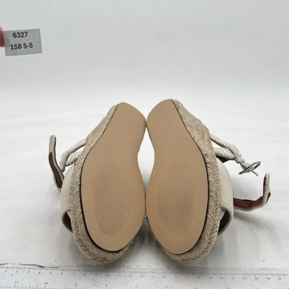 Miss Left White Platform Open Rounded Toe Espadrille Ankle Strap Dress Sandal