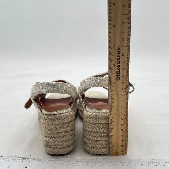 Miss Left White Platform Open Rounded Toe Espadrille Ankle Strap Dress Sandal