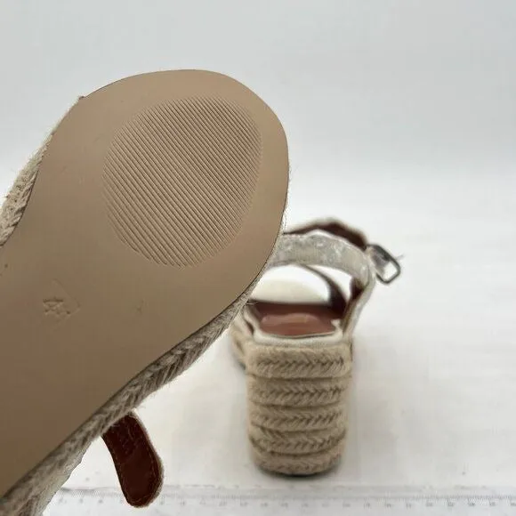 Miss Left White Platform Open Rounded Toe Espadrille Ankle Strap Dress Sandal