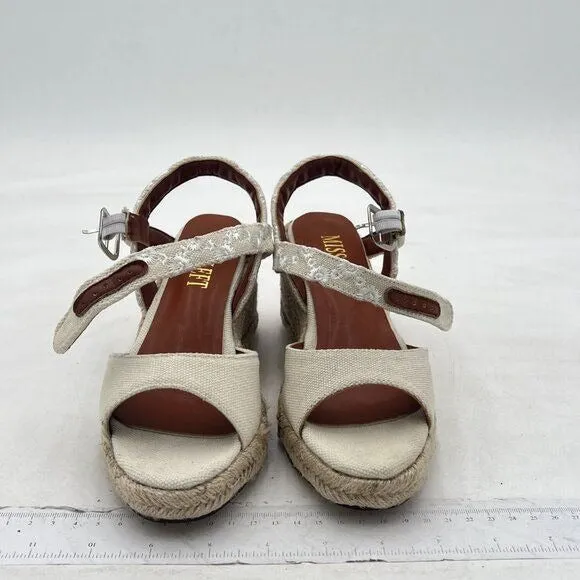 Miss Left White Platform Open Rounded Toe Espadrille Ankle Strap Dress Sandal