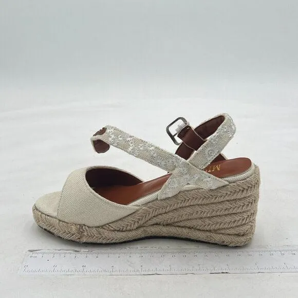 Miss Left White Platform Open Rounded Toe Espadrille Ankle Strap Dress Sandal