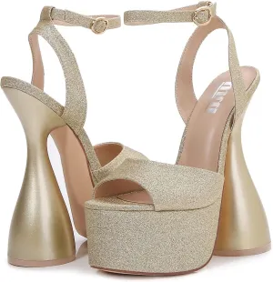 mm Women Single Strap Open Toe High Chunky Heeled Block Platform Sandals