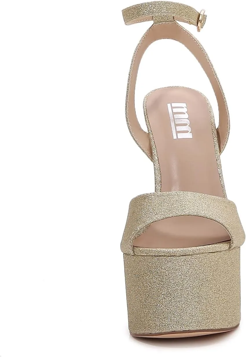 mm Women Single Strap Open Toe High Chunky Heeled Block Platform Sandals