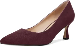 MOVINSTEPS Womens Pointed Toe Evening Sexy Suede Slip On Stiletto Mid Heel Pumps Shoes 2.5 Inch