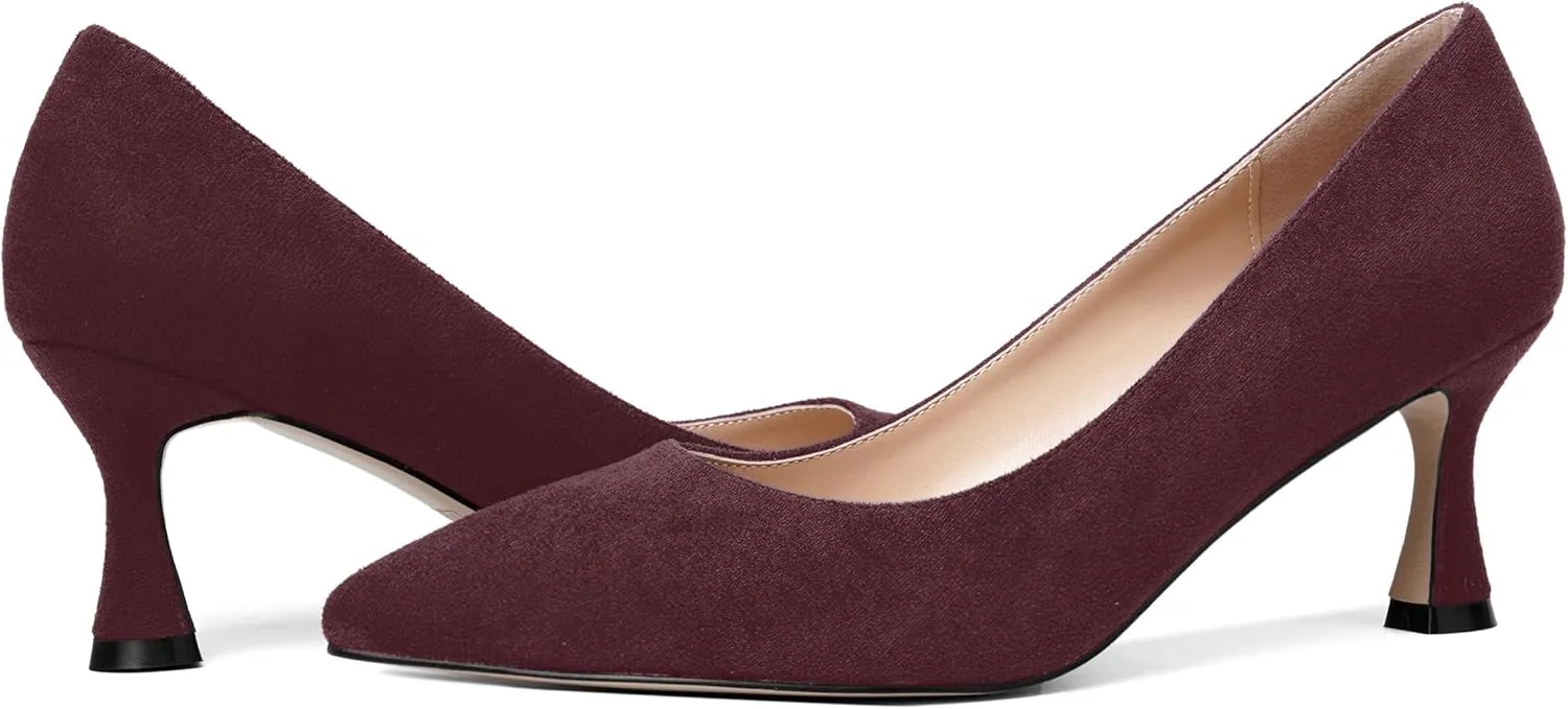 MOVINSTEPS Womens Pointed Toe Evening Sexy Suede Slip On Stiletto Mid Heel Pumps Shoes 2.5 Inch
