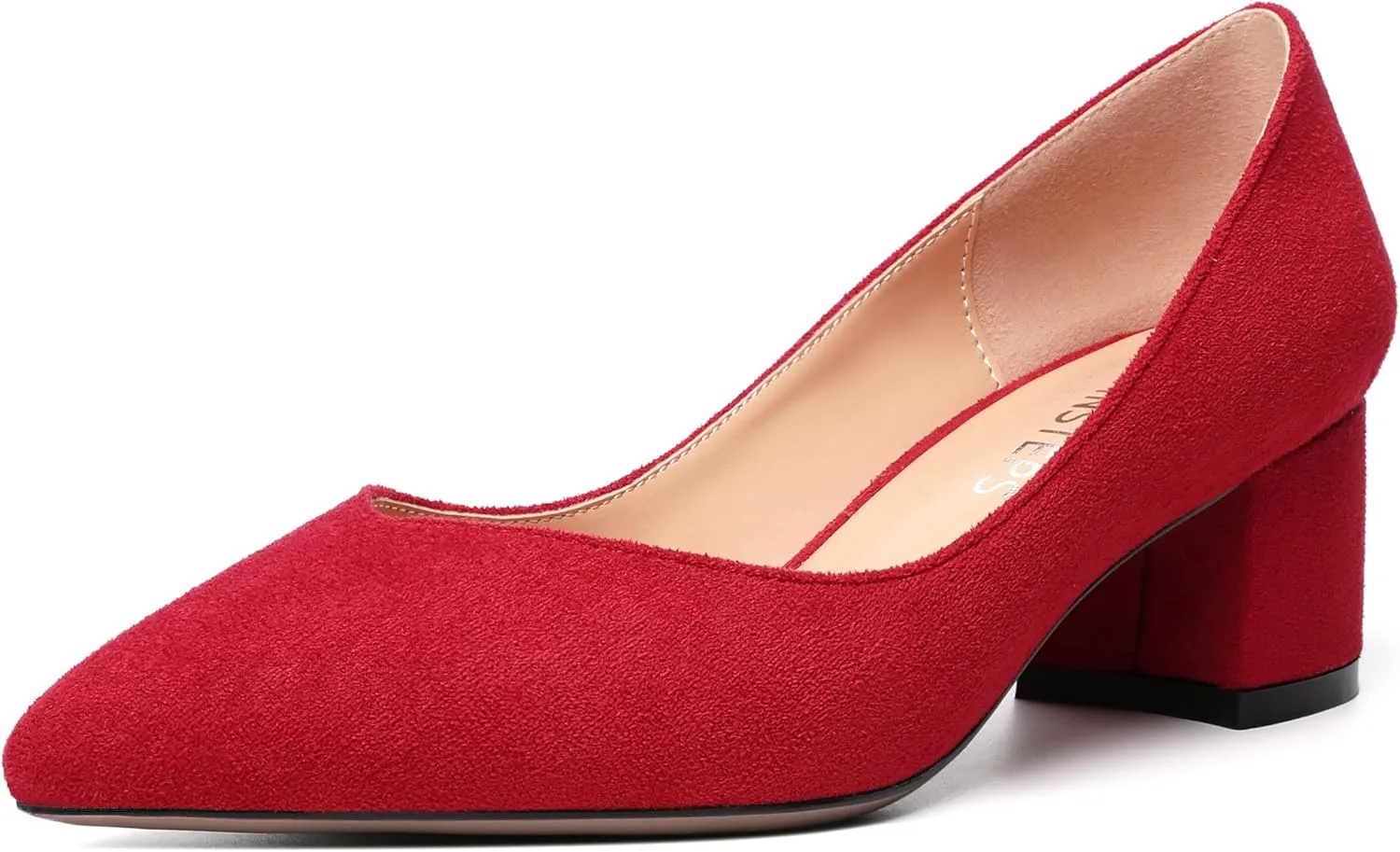 MOVINSTEPS Womens Pointed Toe Slip On Dress Dating Chunky Low Heel Pumps Shoes 2 Inch