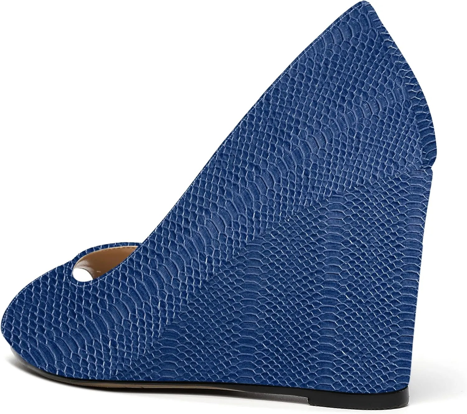 MOVINSTEPS Womens Slip On Work Patent Peep Toe Fashion Wedge High Heel Pumps Shoes 3.3 Inch