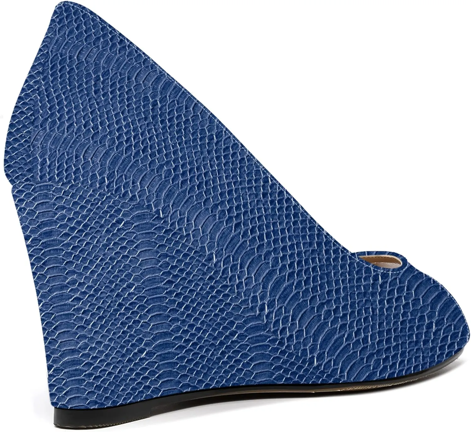 MOVINSTEPS Womens Slip On Work Patent Peep Toe Fashion Wedge High Heel Pumps Shoes 3.3 Inch