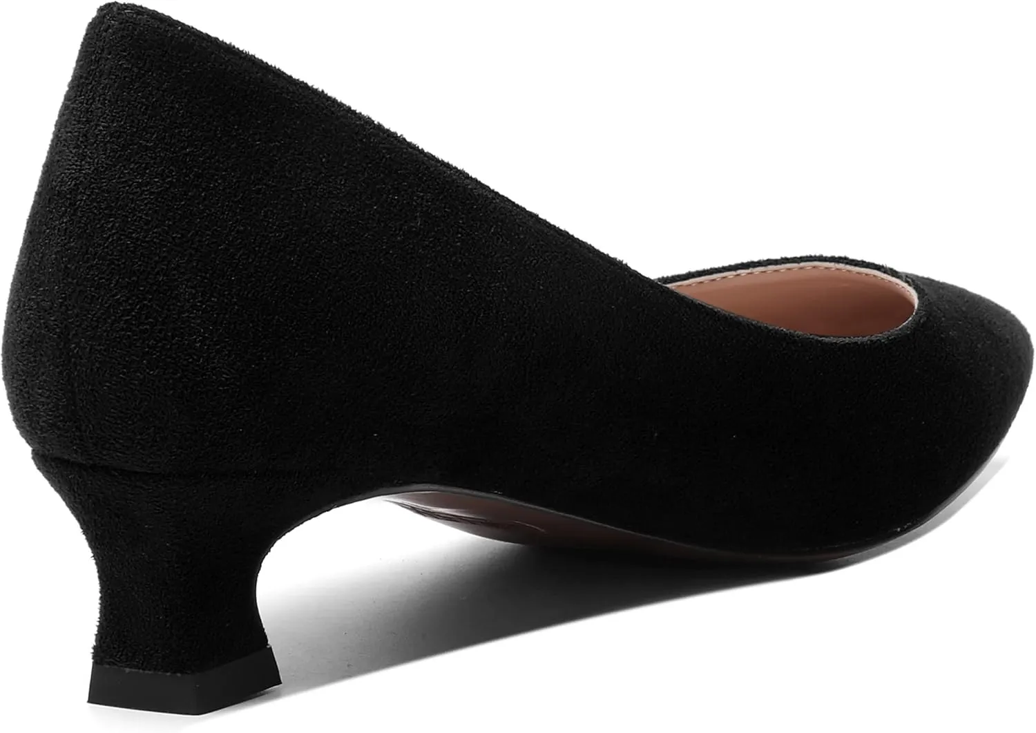 MOVINSTEPS Womens Suede Solid Pointed Toe Slip On Dress Wedding Kitten Low Heel Pumps Shoes 1.5 Inch
