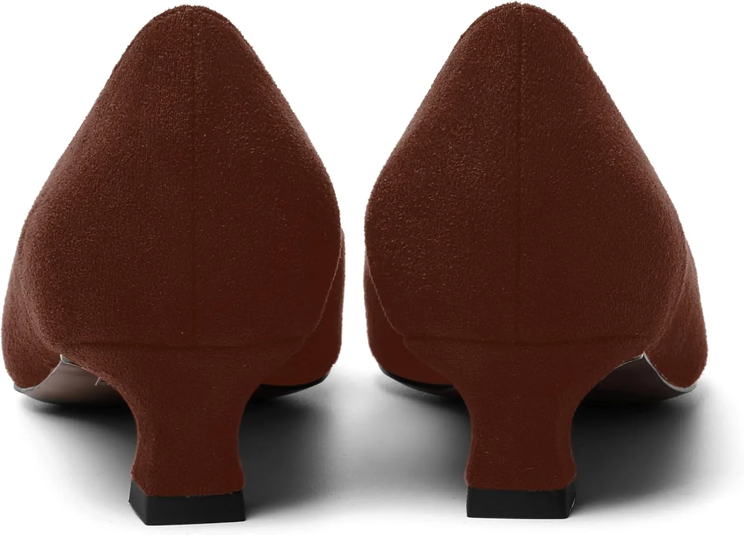 MOVINSTEPS Womens Suede Solid Pointed Toe Slip On Dress Wedding Kitten Low Heel Pumps Shoes 1.5 Inch