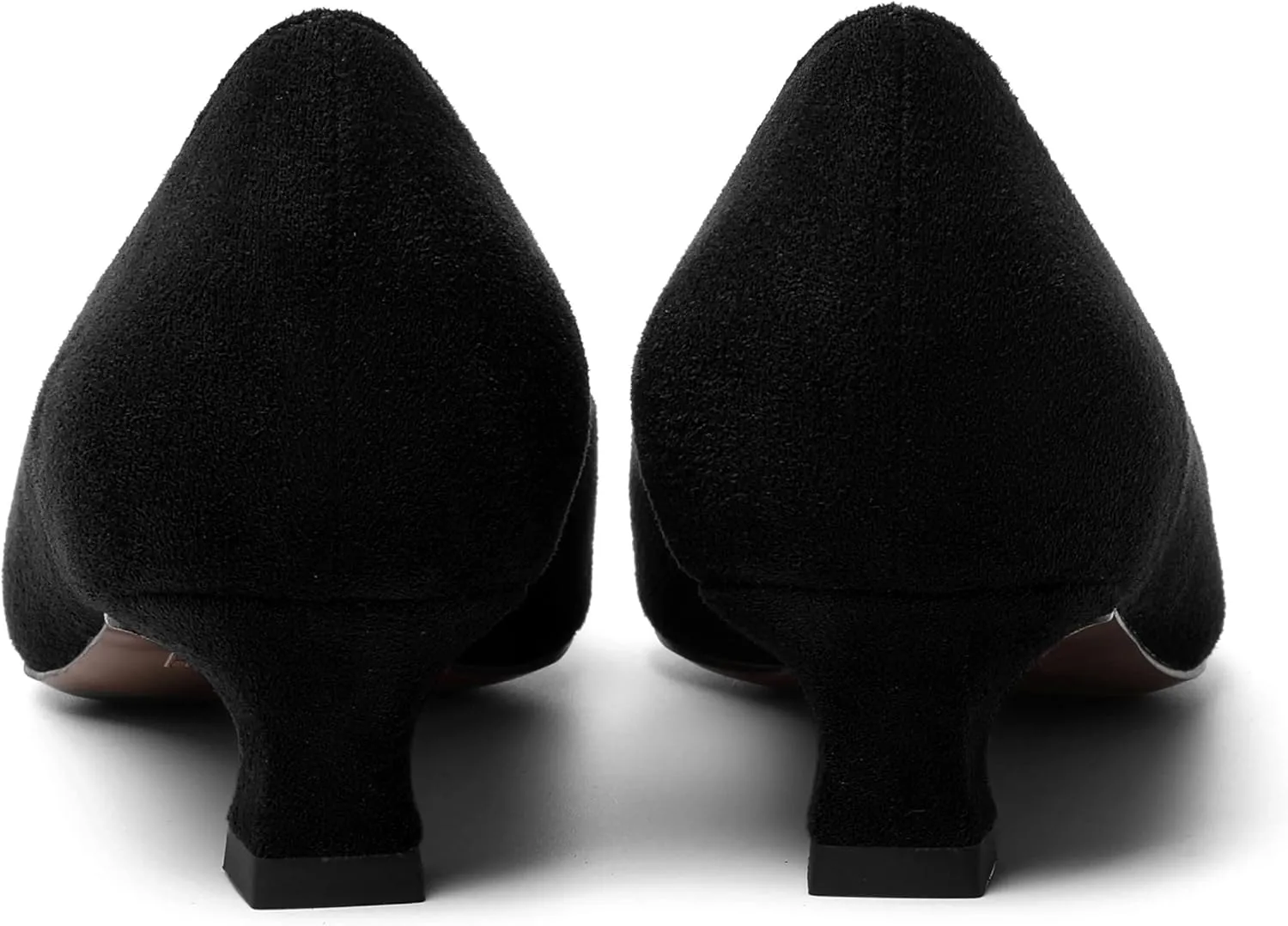 MOVINSTEPS Womens Suede Solid Pointed Toe Slip On Dress Wedding Kitten Low Heel Pumps Shoes 1.5 Inch