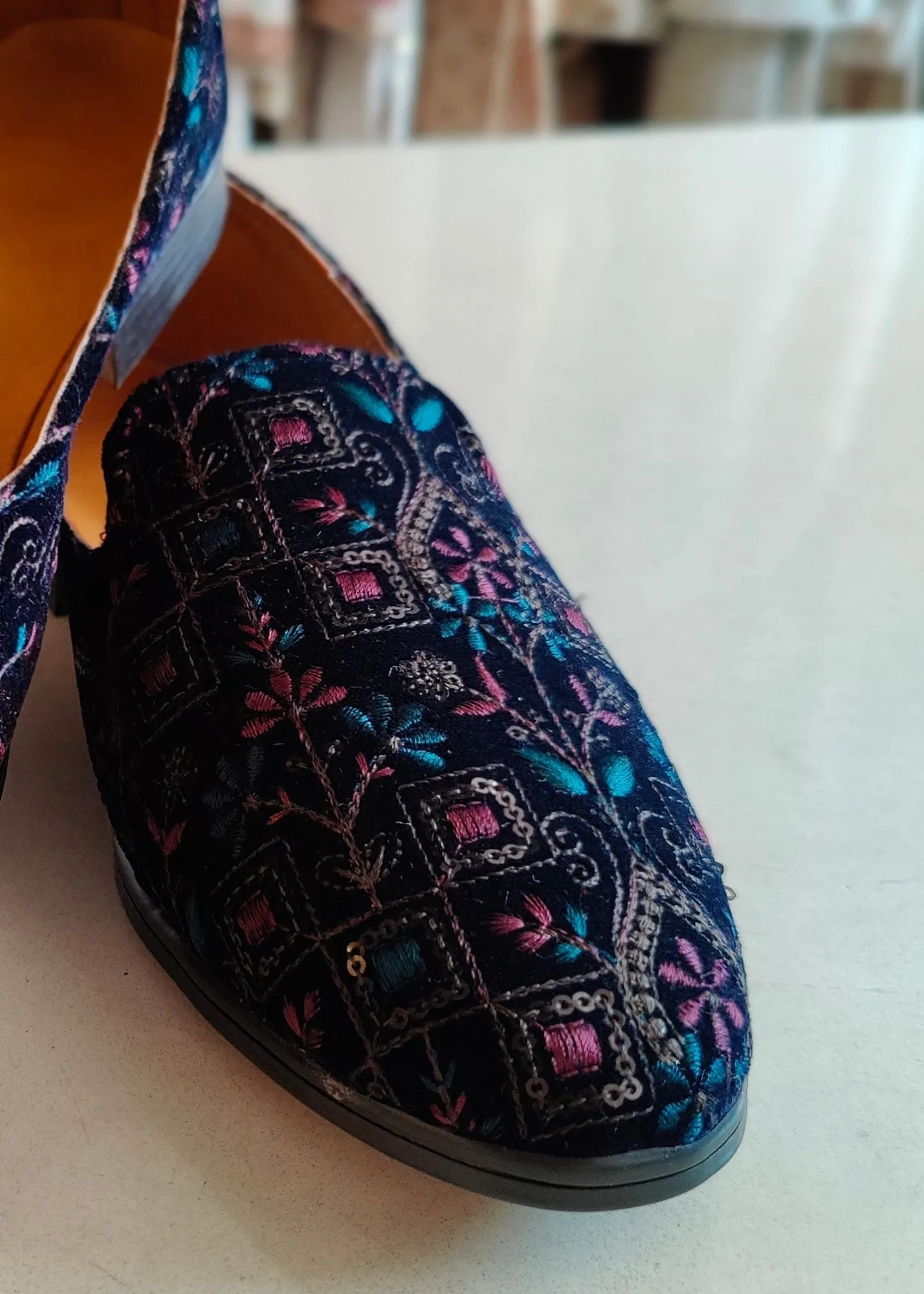 Navy Blue Multi Floral Loafer Shoes for Mens