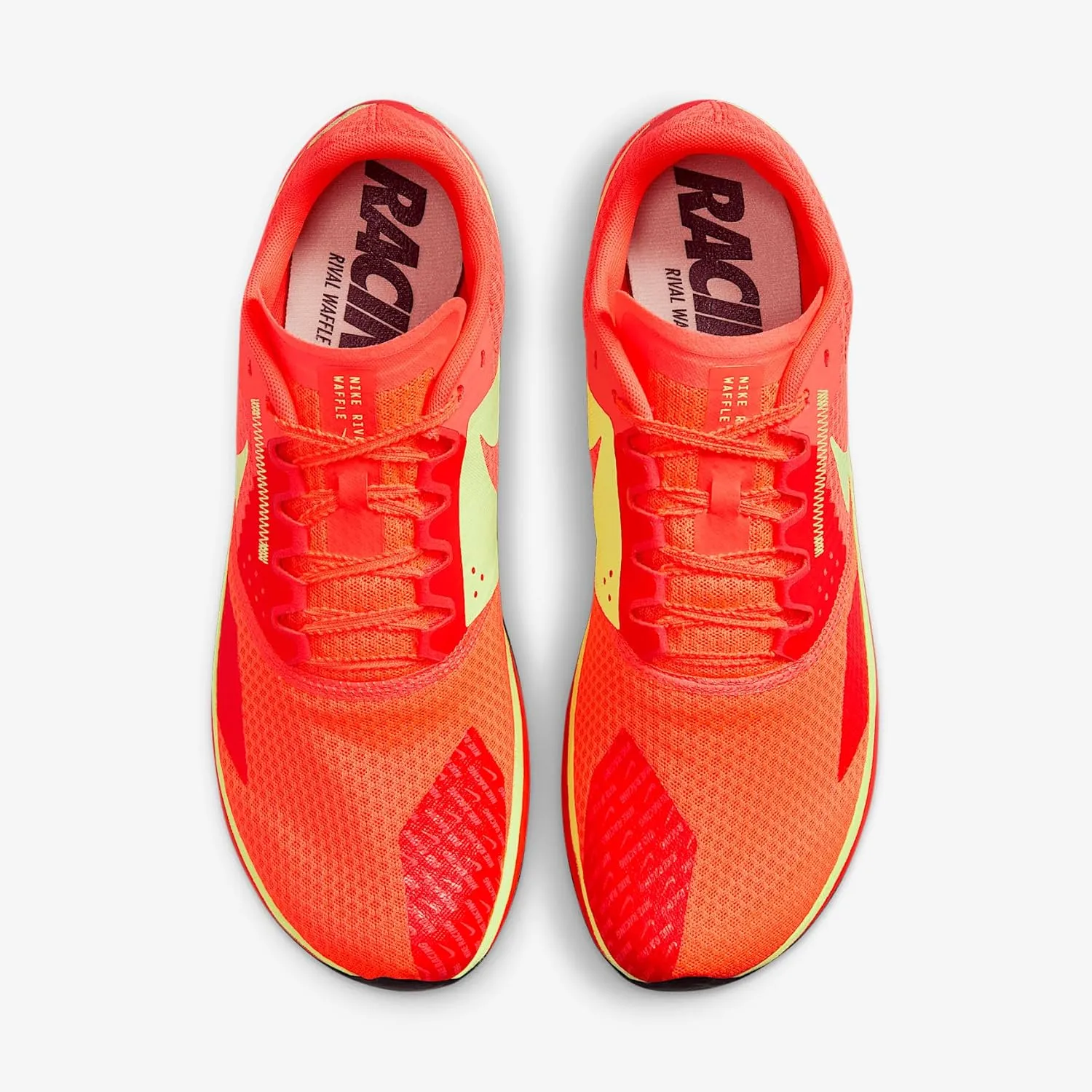Nike Rival Waffle 6 Road and Cross-Country Racing Shoes (DX7998-800, Hyper Orange/Bright Crimson/Mint Foam/Lime Blast)