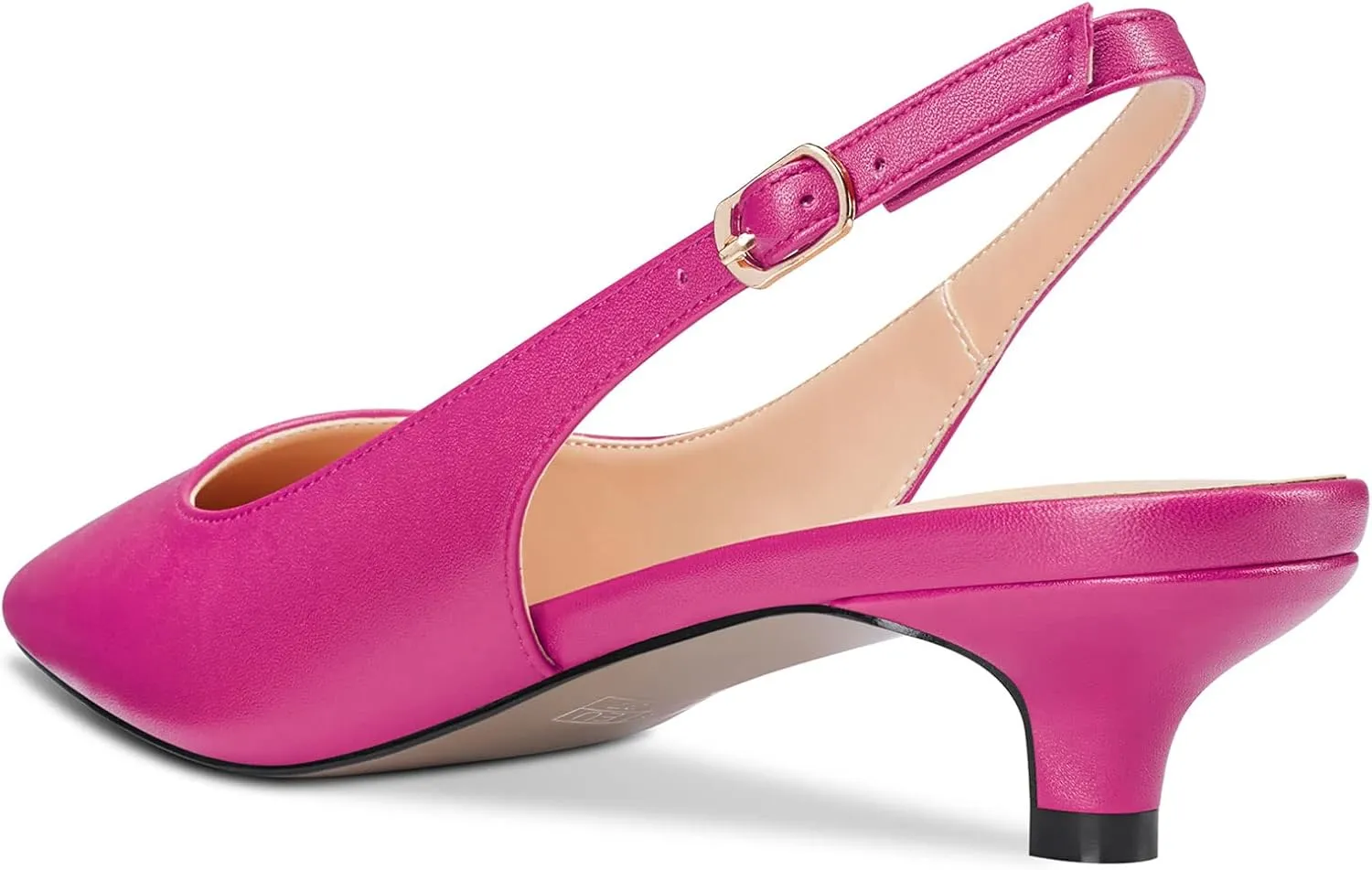 NobleOnly Women Low Kitten Heel Square Toe Slingback Pumps Slip-on Office Cute Dress 1.4 Inches Heels Sandals