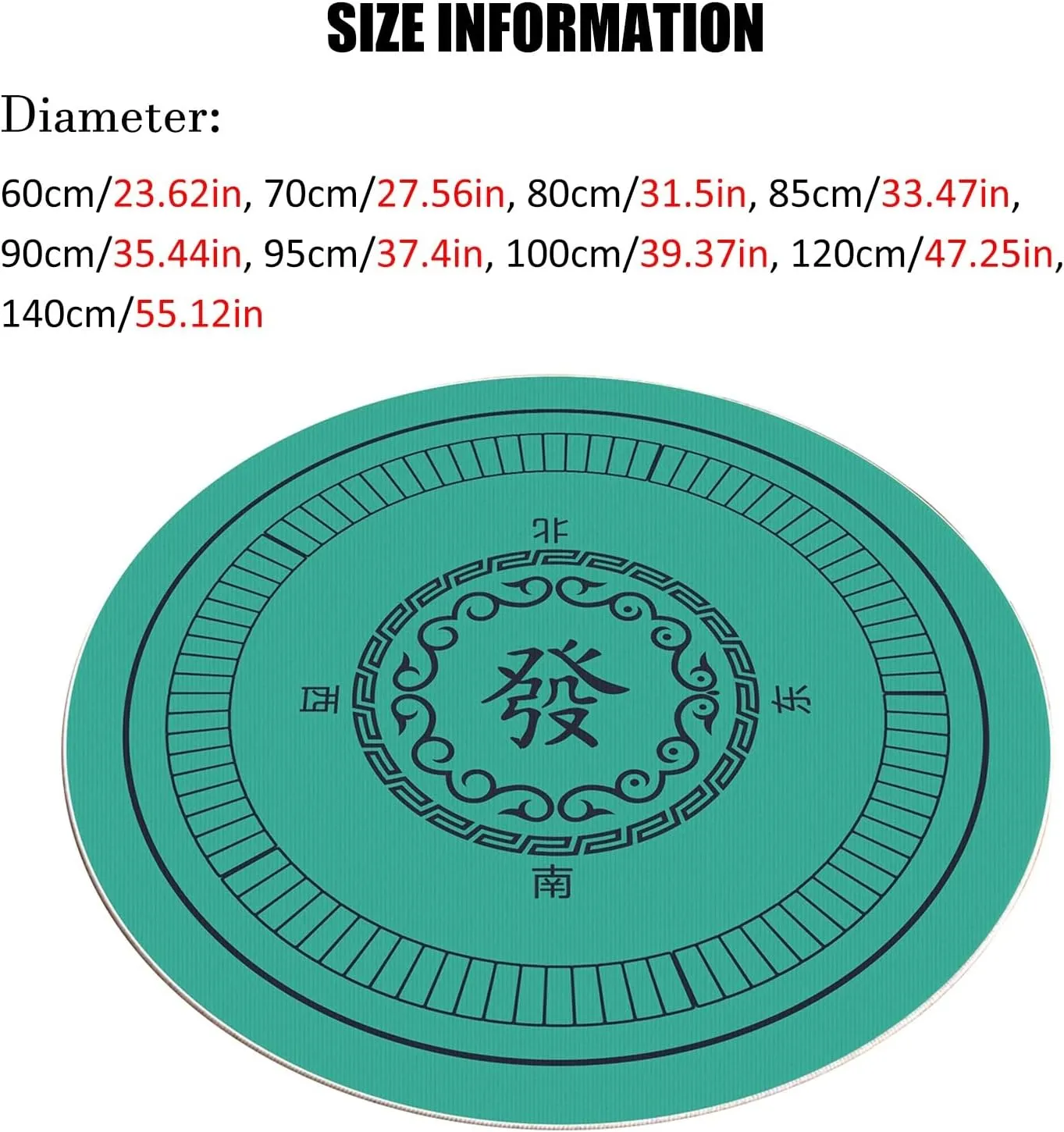 Non-Slip Round Mahjong Mat, Soft Crystal Velvet Table Cover, Quiet and Noise Reducing Game Tablecloth with Black Carrying Bag(Green,80cm/31.5in)