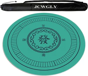 Non-Slip Round Mahjong Mat, Soft Crystal Velvet Table Cover, Quiet and Noise Reducing Game Tablecloth with Black Carrying Bag(Green,80cm/31.5in)