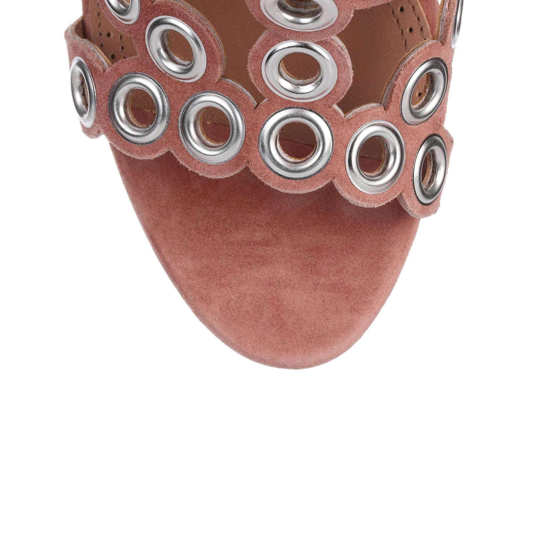 Nude suede eyelet sandal