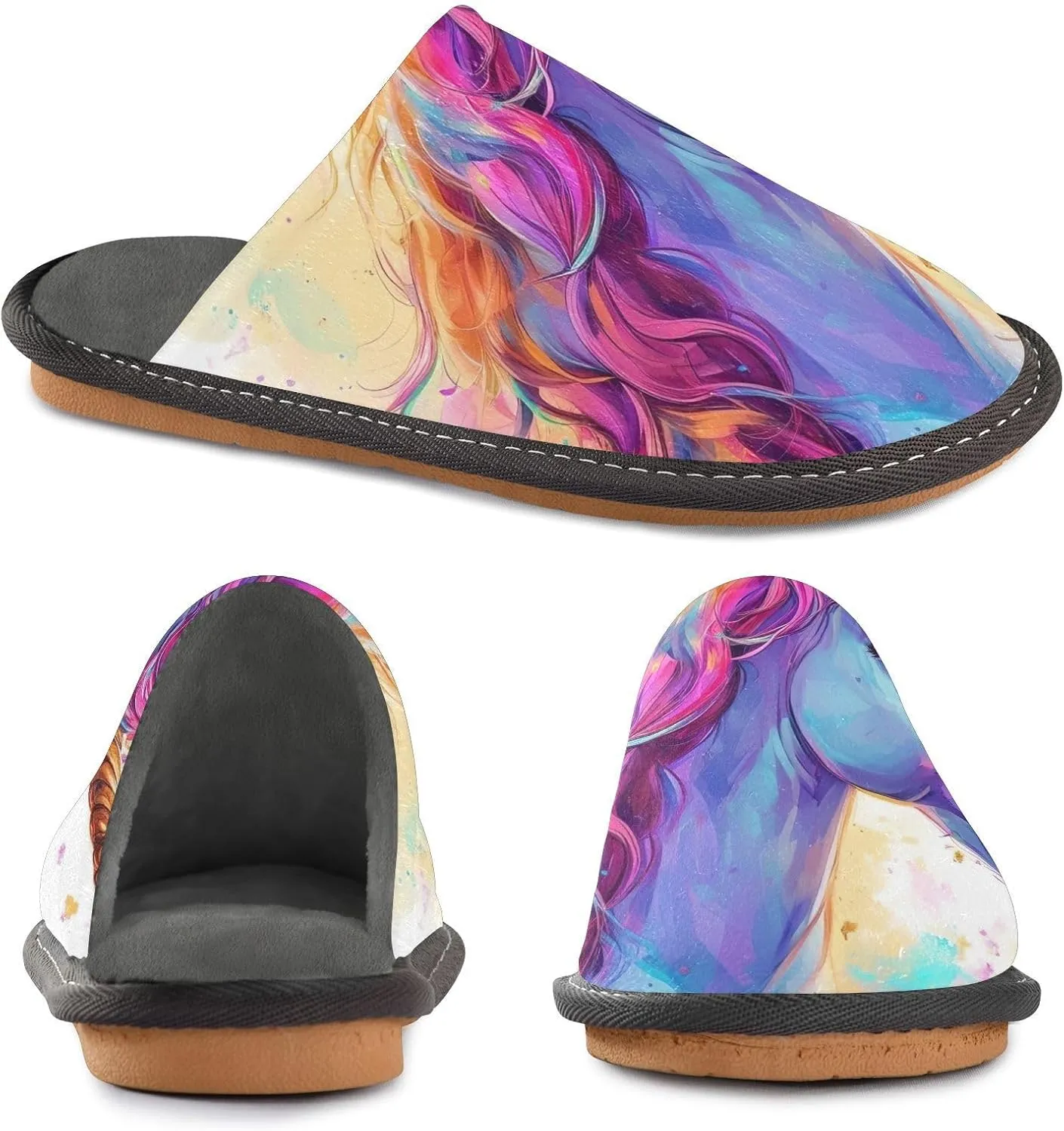ODAWA Sloth Tree Party Ladies Slippers House Memory Foam Warm Slip on House Shoes