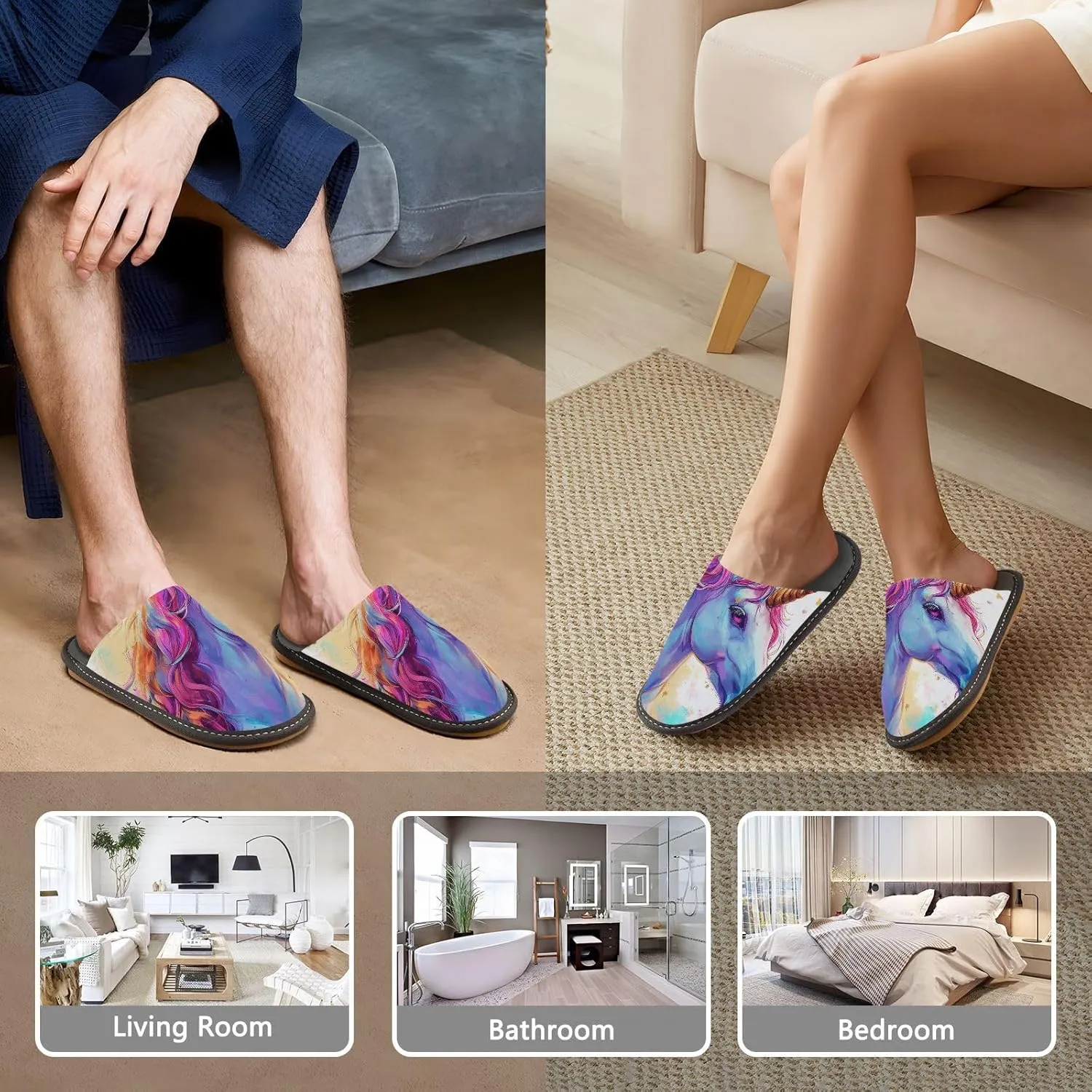 ODAWA Sloth Tree Party Ladies Slippers House Memory Foam Warm Slip on House Shoes