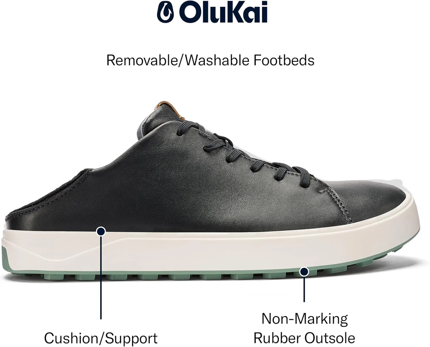 OLUKAI Wai'alae Men's Golf Shoes, Spikeless Golf Shoes, Supple Full-Grain Leather & Contoured Footbed, Waterproof & Stain-Resistant