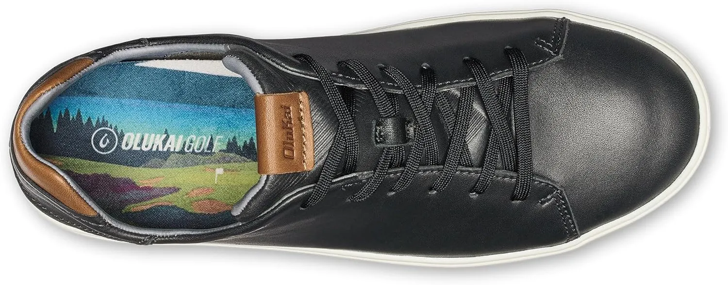 OLUKAI Wai'alae Men's Golf Shoes, Spikeless Golf Shoes, Supple Full-Grain Leather & Contoured Footbed, Waterproof & Stain-Resistant