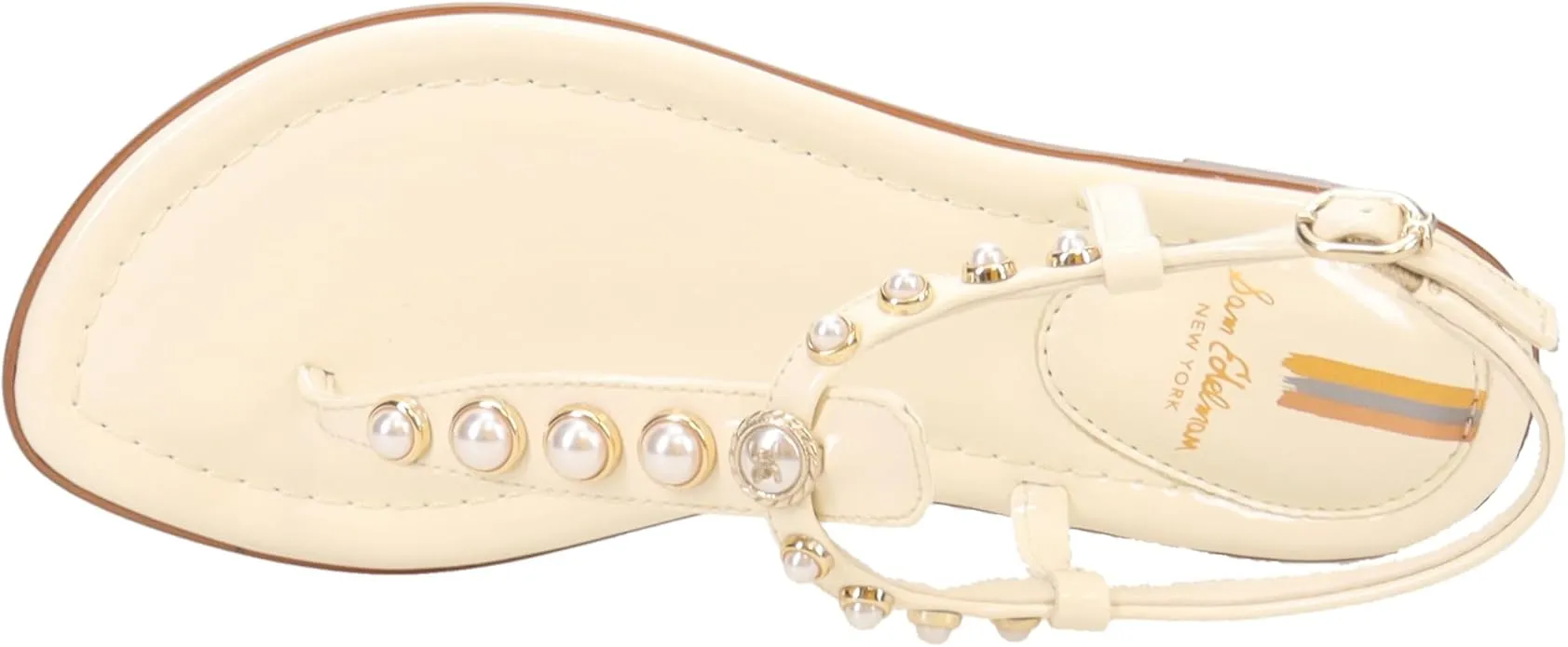 Open Edelman Strap Sandals All-inclusive Porcelain Ankle Embossed Fraud-free Toe Sam Wide Pearl Gigi