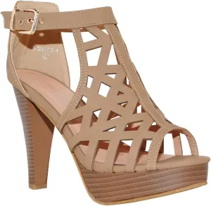 Open Toe Ankle Strap Sandal – Western Bootie Stacked Heel Open Toe Cutout Shoes