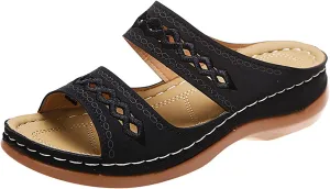 Orthopedic Sandals for Women Wide Width Womens Orthopedic Sandals 9 Wedge Sandals for Women Dressy Summer Arch Support Slides for Women Orthotic Flip Flops Women Black Womens Flats
