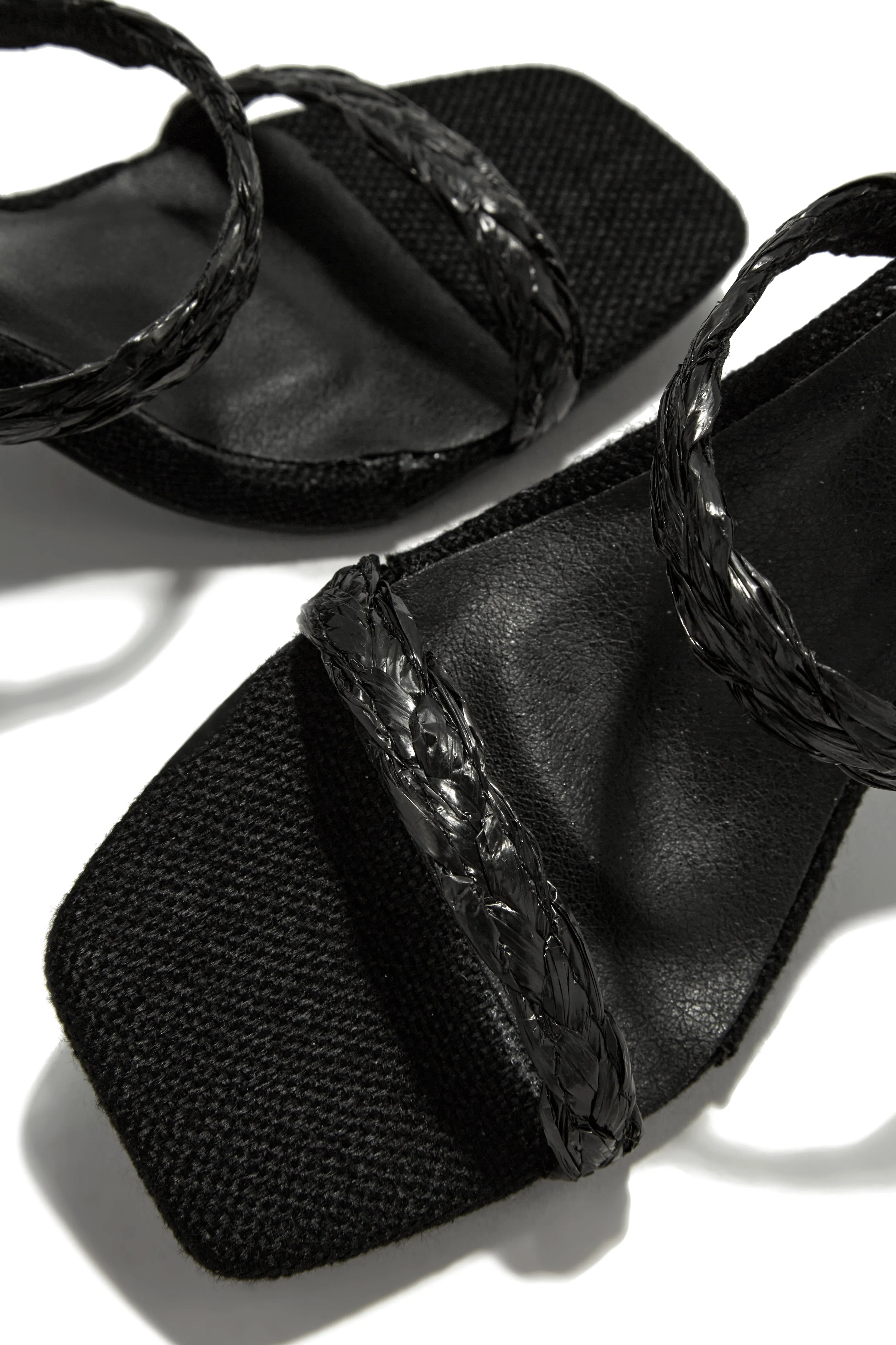 Out On Vacation Espadrille Block Heel Mules - Black