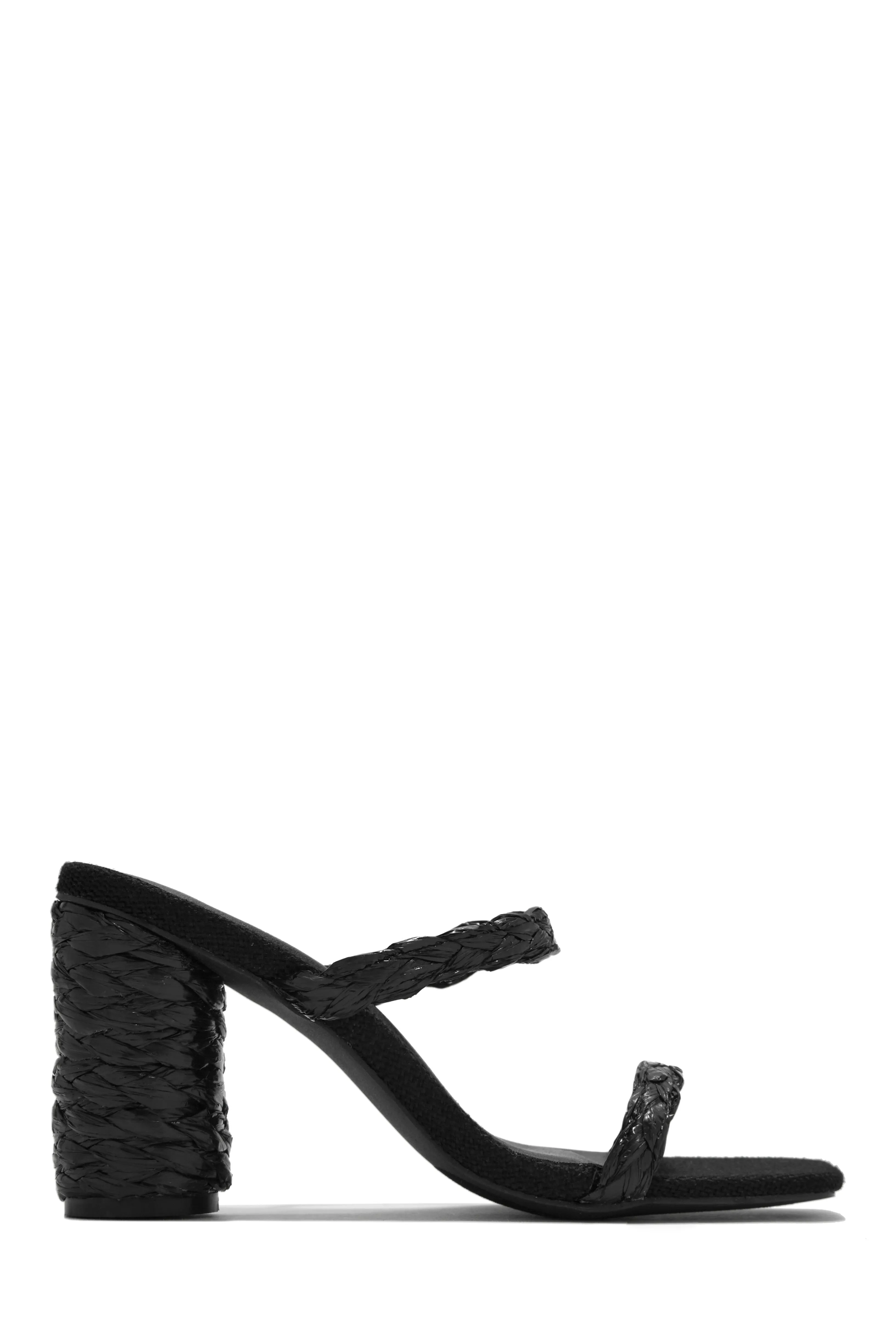 Out On Vacation Espadrille Block Heel Mules - Black