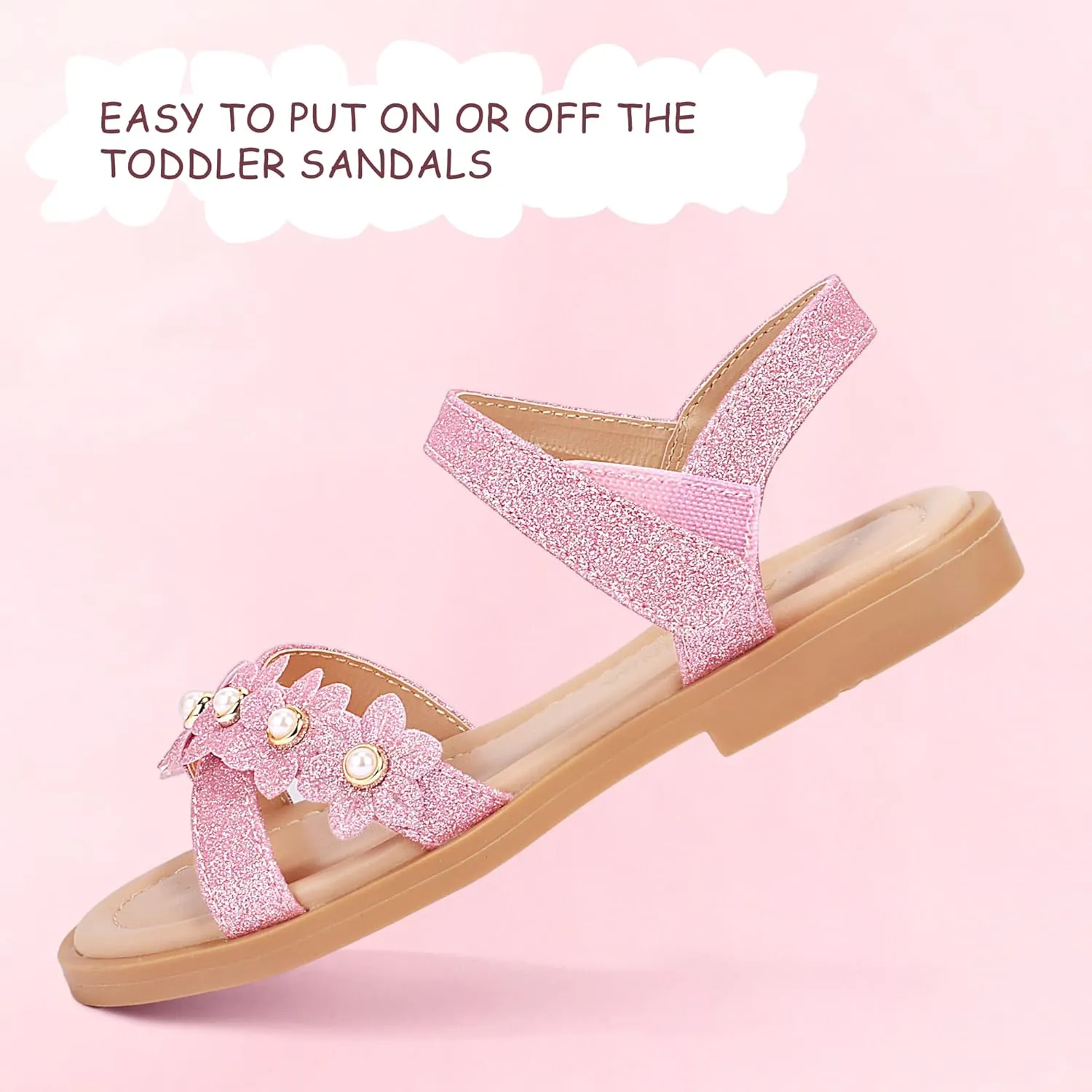 PANDANINJIA Elva Girls Sandals Open Toe Cute Flats Dress Sandals Cross Strappy Summer Shoes Toddler/Little Kid/Big Kid