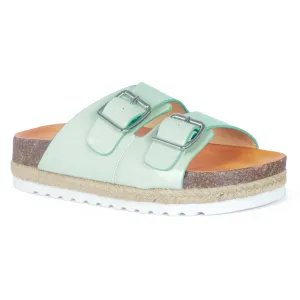 Pastel Green Buckled Espadrille Platforms